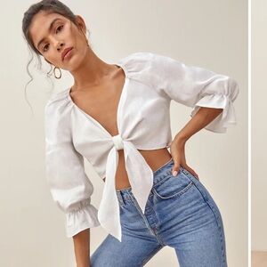 Reformation Linen Hummingbird Top